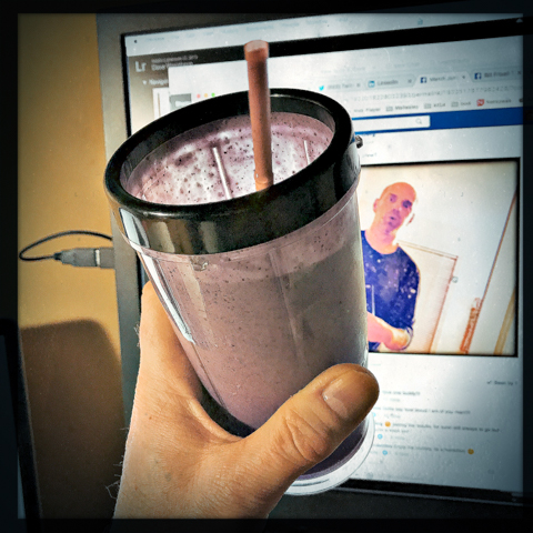 getting behind a wild-blueberry, banana, coconut smoothie