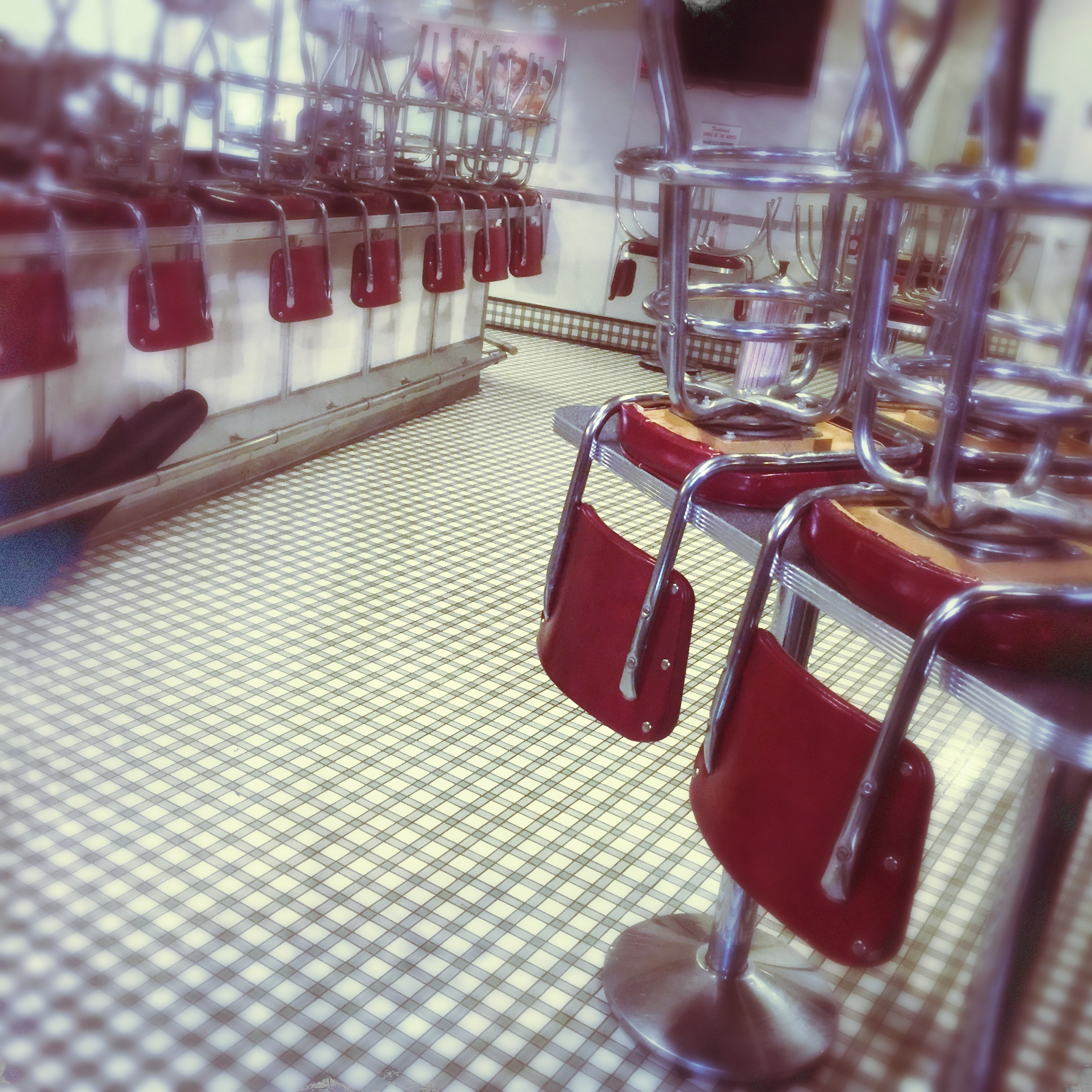 proof that faux-retro diner stools actually sleep like bats